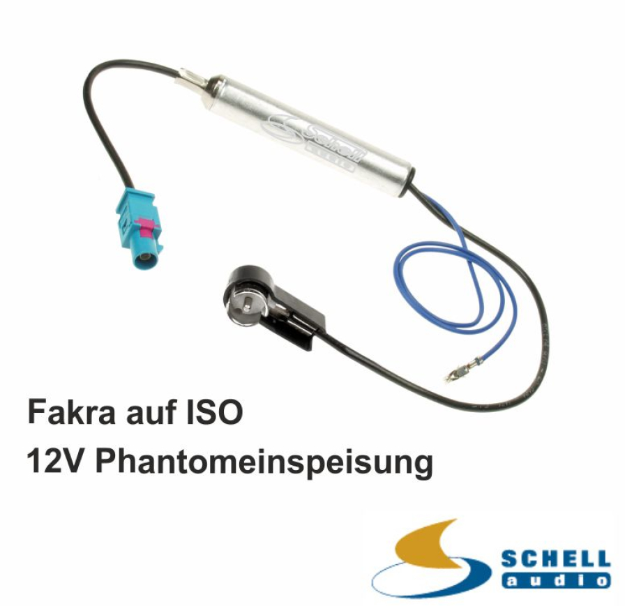Antennenadapter Fakra (Z) auf ISO mit Phantomeinspeisung Adapter Autoradio Antenne