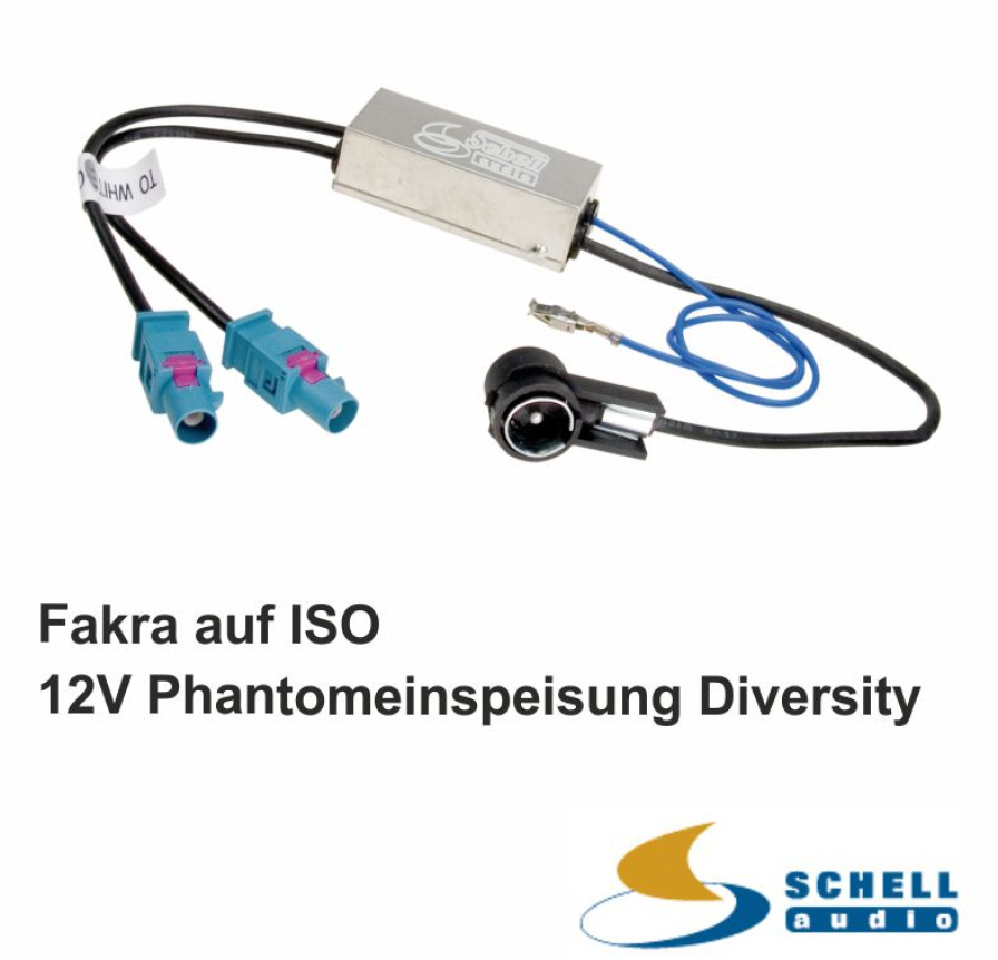 Antennenadapter  Fakra (Z) 2x auf ISO Phantomeinspeisung Antennendiversity